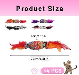 4 stuks speelgoed voor snoep, katten, interactief kattenspeelgoed met bellen en vouwpapier, kittenspeelgoed voor het verwijderen van saaie katten (4, rood, zwart, wit, paars) — thumbnail 4