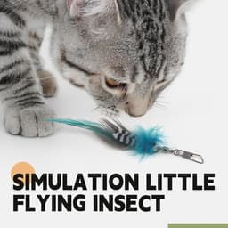 Kattentoverstaf speelgoed vervanging - 12 stuks insecten kat veer speelgoed vullingen, teaser toverstaf hulpstukken, interactief speelgoed voor binnenkatten kittens — thumbnail 2