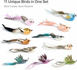 11 stuks kattenspeelgoed, vogelverenspeelgoed met bel, handgemaakte reservekoppen voor kattenhengel, interactief kattenspeelgoed, decoratieve hanger voor thuis en rugzak — thumbnail 3