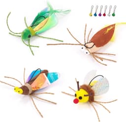 Reserveveren voor kattenhengel, 4 stuks, insectenspeelgoed met veren voor katten, schattige kattenhengel, reserveveren, interactief kattenspeelgoed voor kittens — thumbnail 1