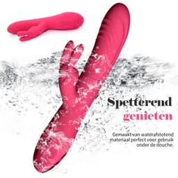Luxe Konijnen Vibrator - Duo Stimulatie Dildo met G-Spot & Klitoris Functie - Waterdichte G-Spot Vibrator - Magnetisch Oplaadbaar & Stil - 22.5cm - Zacht Zilver & Roze - Inclusief Discret Bezorging — thumbnail 1