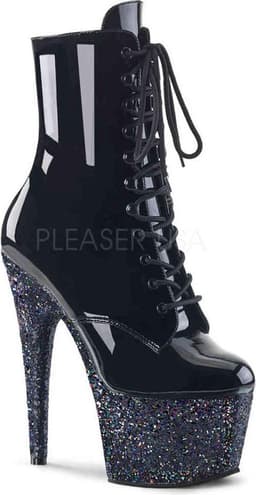 Pleaser - ADORE-1020G Plateau Laarzen, Paaldans schoenen - Paaldans schoenen - 39 Shoes - Zwart — thumbnail 1