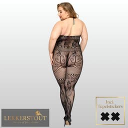 Plus Size Bodystocking Zwart - Open Kruis - Sexy Lingerie - One Size - L-XXL (40-44) | LS040 — thumbnail 3