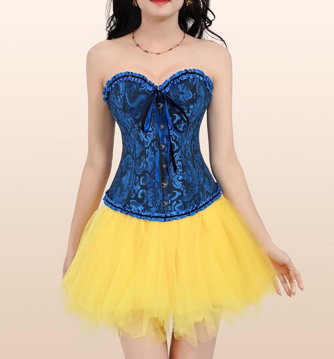 Corset Top Dames Met Vetersluiting - Overbust Bustier voor Feest, Cosplay en Shapewear — afbeelding 1