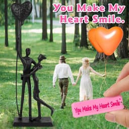 Romantisch IJzeren Sculptuur Paar - Handgemaakt Metalen Standbeeld voor Liefde en Huwelijksgeschenken — thumbnail 6