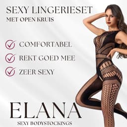Elana - Izabela - Bodystocking Erotische Lingerie met Open Kruis - Catsuit - S t/m XL - Sexy Dames Lingerie - Bodysuit — thumbnail 3