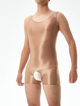 Erotische Open Kruis Shiny Tights voor Mannen - Elastische Smooth Tank Top Sporten Bodybuilding Leotard — thumbnail 3