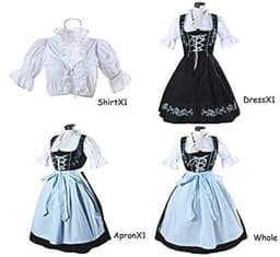 Oktoberfest Costumes for Women, German Dirndl Dress, 3-Piece Bavarian Costume Costume Traditional Oktoberfest Outfits, Beer Girl Chequered Apron, Carnival, Halloween, Cosplay, — thumbnail 4