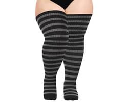 Dames Overknees Kousen Katoen Gebreid Extra Lang Gestreepte Thigh High Socks Halloween Casual Hoge Laarzen Kousen Plus Size