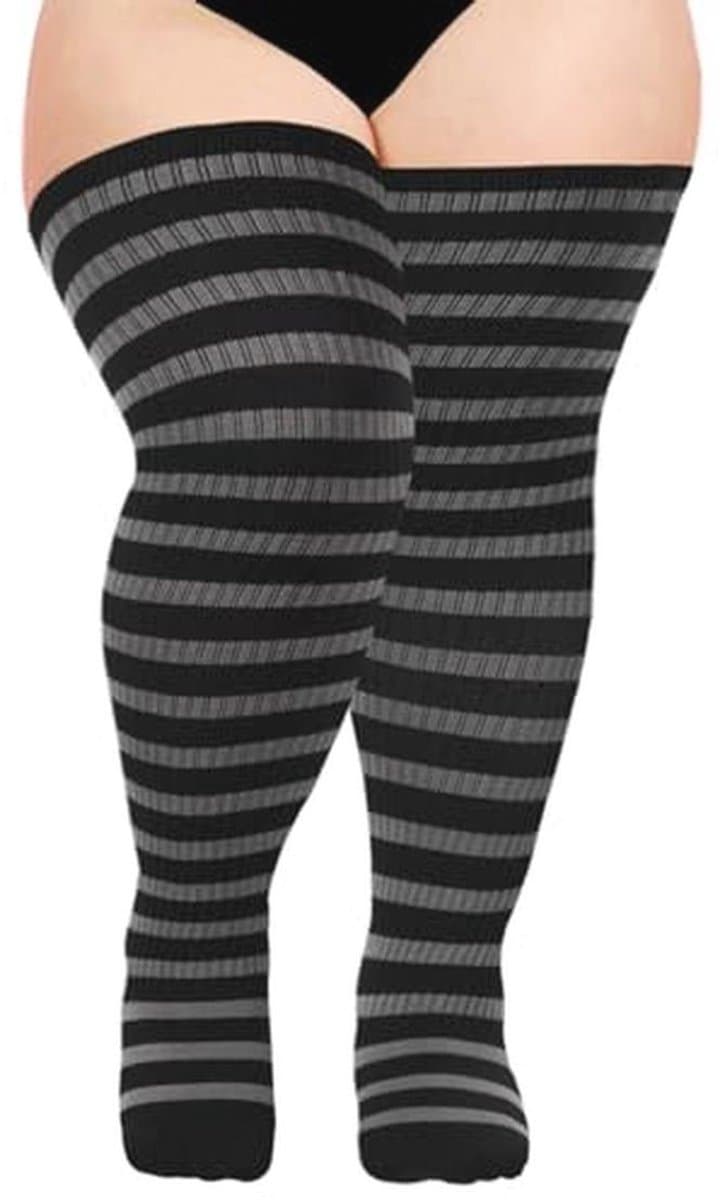 Dames Overknees Kousen Katoen Gebreid Extra Lang Gestreepte Thigh High Socks Halloween Casual Hoge Laarzen Kousen Plus Size — afbeelding 1