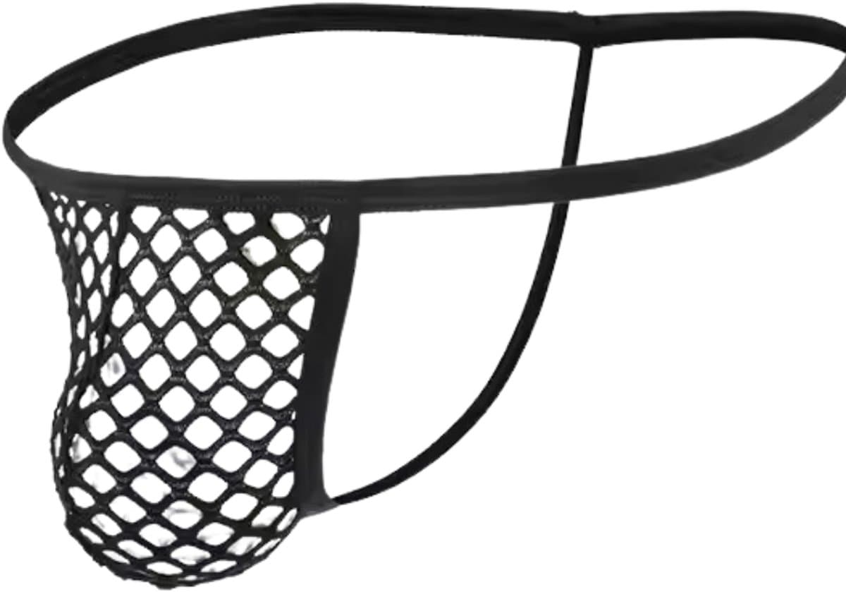 Heren String Zwart Net - Mannen Underwear String Net Design - Erotische Heren Ondergoed - Mesh String voor Mannen - Maten XS S M L XL 2XL 3XL 4XL - La Nuita — afbeelding 1
