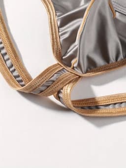 Sexy Ice Silky Jockstrap - Grijs met Gouden Details - Zijdezacht & Verleidelijk - Maat M | LS108 — thumbnail 3