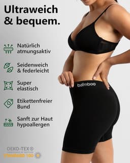 Lange Dames Boxershorts (3 of 6 Stuks) Naadloos Ondergoed met Hoge Taille van Zijdezachte Bamboevezel — thumbnail 4