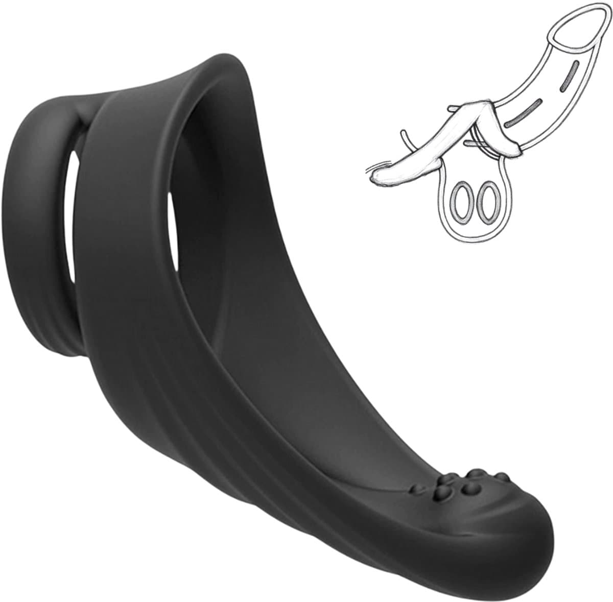 VIVIDIA Silicone Cockring – Penis Ring – Erectie Versterker – Hardere & Langdurige Erecties met Ultra Comfort - Perineum stimulatie – Sex Toy voor Mannen – Zwart — afbeelding 1