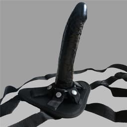Dildo + Strapon harnas. Maak in een handomdraai van je dildo een pegging voorbind dildo - ZWART — thumbnail 7