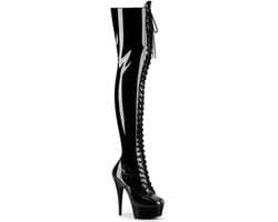Pleaser - DELIGHT-3023 Plateau overknee Laarzen - US 5 - 35 Shoes - Zwart