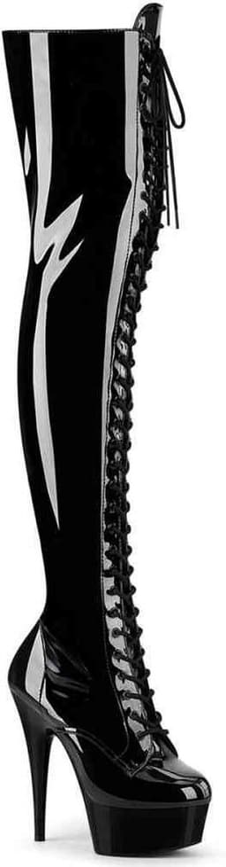 Pleaser - DELIGHT-3023 Plateau overknee Laarzen - US 5 - 35 Shoes - Zwart — thumbnail 1