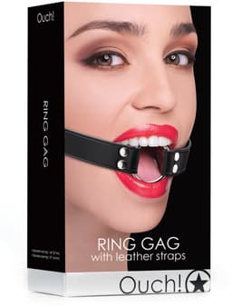 Ouch! – Ring Gag Mond Knevel met Open Ring voor Speeltjes of Vlees – Zwart — thumbnail 7