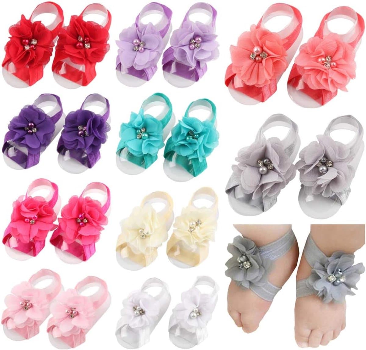 Barefoot Sandals voor Baby Meisjes met Bloemen — afbeelding 1