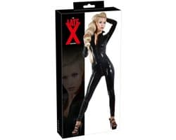 LateX – Latex Catsuit voor Strak en Spannend Gevoel met Open Kraag en Rits Sluiting Maat L – Zwart