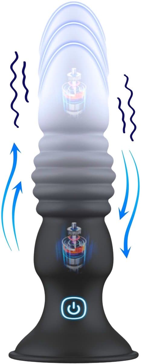Blackdoor Collection - Stotende Dildo - Stotende Vibrator met zuignap - 7 Vibratie en 7 Stotende standen - Met afstandsbediening - Zwart — afbeelding 1