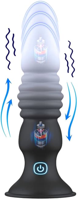 Blackdoor Collection - Stotende Dildo - Stotende Vibrator met zuignap - 7 Vibratie en 7 Stotende standen - Met afstandsbediening - Zwart — thumbnail 1