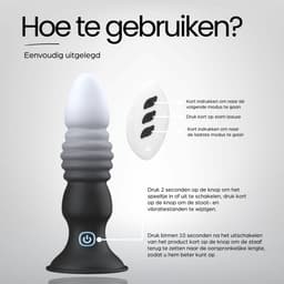 Blackdoor Collection - Stotende Dildo - Stotende Vibrator met zuignap - 7 Vibratie en 7 Stotende standen - Met afstandsbediening - Zwart — thumbnail 8