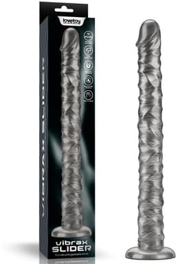 LoveToy - Vibrax Slider - Lange Vibrerende Anaal Dildo - 40,5 cm - Zilver — thumbnail 1