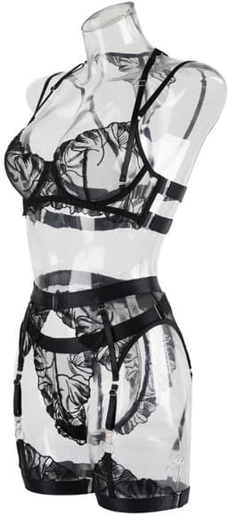Luxe Lingerieset Dames – Sexy Lingerie – Erotische Lingerie Set – 4-delige Jarretelset – Zwart Kant – Beugel BH – High Waist Lingerie – Boudoir Set – Chique – High End – Madam Hommard – Exclusief – Cadeau Set – Dare to Undress – XS, S, M, L — thumbnail 11