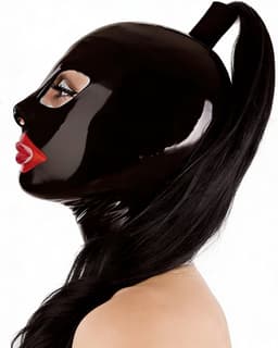 Fetisj latex masker met staart - One size voor L t/m 2XL - Sex masker - Seks BDSM - Rubber - 4MM dik - Extra staart functie voor controle — thumbnail 5