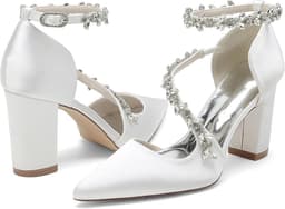 Dames Pumps met Enkelriempjes en Gesloten Teen - Zilver - Trouwschoenen — thumbnail 6