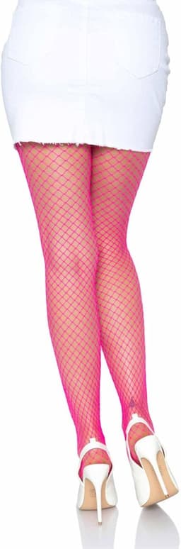 Neon Pink Lycra Fishnet Pantyhose Einheitsgröße — thumbnail 4