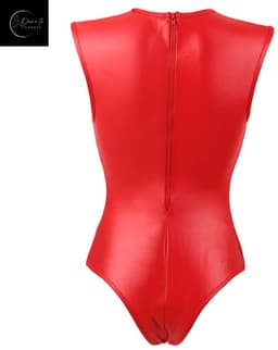 Sexy Lingerie Body Dames – Luxe Lingerie – Rood – Wetlook Lingerie met Cut-Out Detail – Lak – Latex – Erotische Lingerie – Bodysuit – Lingerieset – Kinky – Erotische Body – BDSM – Shapewear Corset – Leer – PU Top – Dare to Undress Maat S, M, L, XL — thumbnail 13