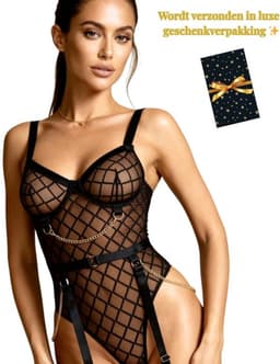 Sexy Lingerie Body – Premium – Classy Look – Lingerie Erotisch – Bondage Body – Bodysuit – Erotische Lingerie – BDSM – Kinky – Sexy Lingerie Dames – Ketting – Fetish Body –Clubwear – Madam Hommard – High End – Dare to Undress –Maat XS/S, M, L, XL — thumbnail 1