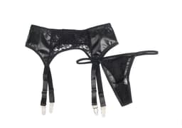 Zeloria Jarretel Set met Kant & PU Leer – Inclusief Slip – Zwart – XL – Exclusief Kousen — thumbnail 6