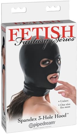 Pipedream Fetish Fantasy Masker Spandex 3 Hole Hood zwart — thumbnail 10