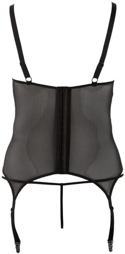 Cottelli Plus Size – Jarretel Jurk met Open Borsten en Spannende Patronen voor Hete Avonden – Maat 2XL - Zwart — thumbnail 2