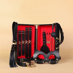 Dare to Undress – Fifty Shades of Grey – Luxe 8-delige BDSM Set met Opbergkoffer – Premium – BDSM Bondagesets - Valentijn Cadeau - Handboeien, Halsband, Masker, Gagbal & Zweep - Sex Toys voor Koppels - Seksspeeltjes voor mannen en vrouwen - Kinky — thumbnail 1