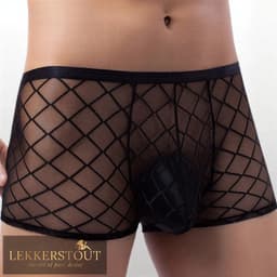 Heren Boxer Short Mesh Design Transparant Zwart - Sexy Herenondergoed - Maat L | LS149 — thumbnail 3