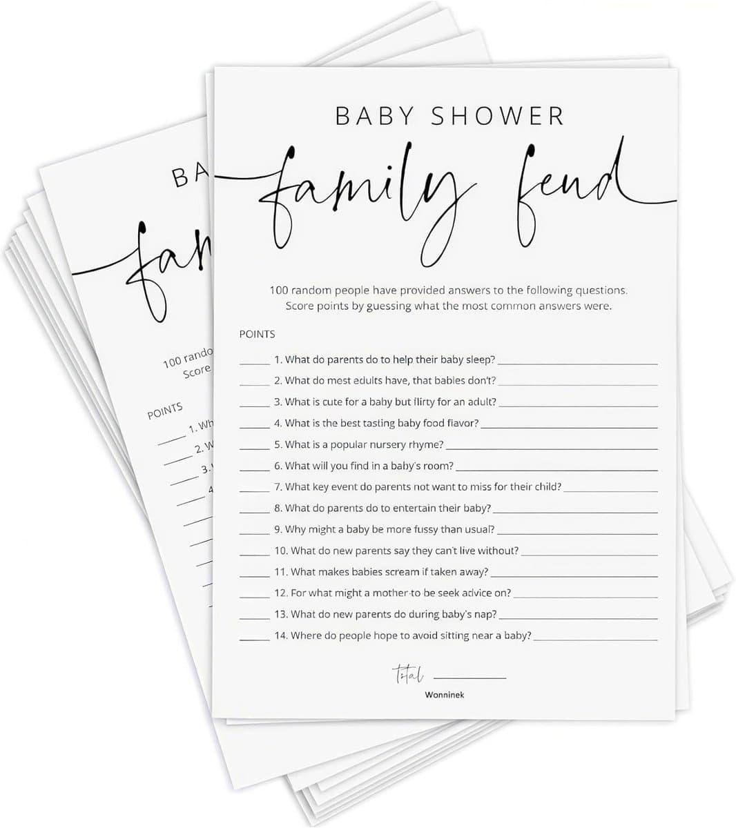 50 Baby Voorspelling Kaarten Babyshower Spel Neutraal - 14 Spellen Set — afbeelding 1