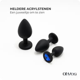 OHYES 3-Delige Siliconen Buttplug Set – Anal Butt Plug – Seks Toys voor Mannen & Vrouwen – Anale Seksspeeltjes - Buttplugs Anaal Speeltje met Diamanten - Blauw — thumbnail 5