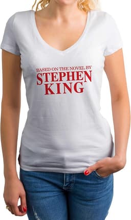 Dames V-hals Shirt Comfortabel Katoen, Geïnspireerd op Stephen King Boeken — thumbnail 3