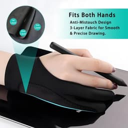 2 Stuks Tekenhandschoen voor Tablet en Touchscreen | Anti-Aanraking & Antischift — thumbnail 3