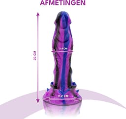 JustFun Fantasy Dildo - 25 CM - Met Zuignap - Sex Toys voor Mannen & Vrouwen - Monster Anal Plug XXL - Mystic Beast Paars — thumbnail 4