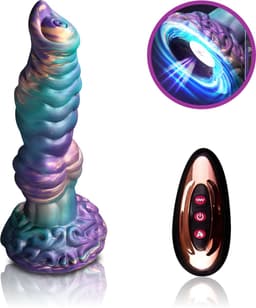 JustFun 4-in-1 Fantasy Vibrator - 25 CM - Dildo met Zuignap - 3 Stuwstanden – 7 Vibratiestanden - Sex Toys voor Mannen & Vrouwen - Monster Anal Plug XXL - Rainbow — thumbnail 1