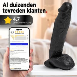 Rosebay XXL Dildo - Grote Dildo - Reusachtige Dildo - Realistische Dildo met Balzak - Dildo met Zuignap - Dildo voor Mannen - Dildo voor Mannen en Vrouwen - XL Dildo - 31cm - Zwart — thumbnail 9