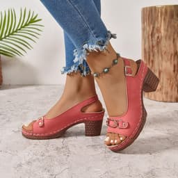Elegante Dames Sandalen met Lage Blokhak en Open Teen - Verstelbare Zomerschoenen — thumbnail 2