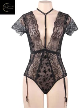 Sexy Lingerie Body – Sexy Lingerie Dames – Classy zwart & Kant – Erotische Lingerie – Bodysuit – Strapless Lingerie – Jarretelset – Lingerieset – Kinky – Erotische Body – Shapewear Corset – Strappy Harnas Details – Lingerie Top –XS/S, M, L, XL en XXL — thumbnail 11