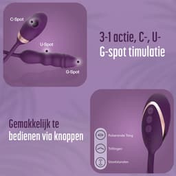 HappySexy Vibrator Voor Vrouwen met Stootfunctie en Likkende Tong - Vibrators Luchtdruk Pulsaties - Realistisch Dildo G Spot Clitoris Stimulator Vrouw - Waterproof Sex Toys Seksspeeltjes voor Koppels - Incl. Gratis Glijmiddel en Opbergzakje — thumbnail 4