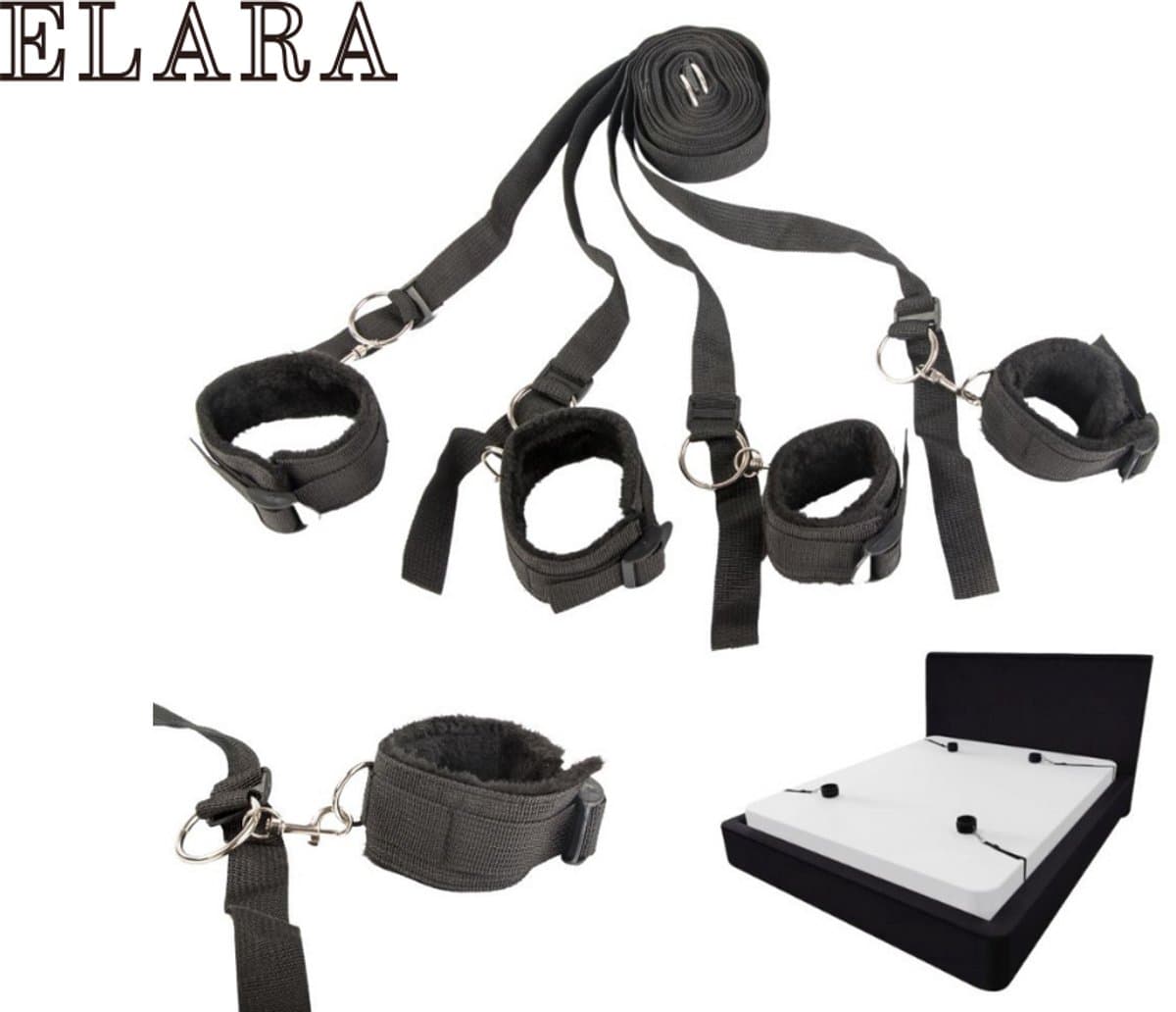 Elara BDSM Bondage Set Bedboeien - Verstelbare - Zacht Pluche - Bed Bondage Set voor Onder het Bed Door — afbeelding 1
